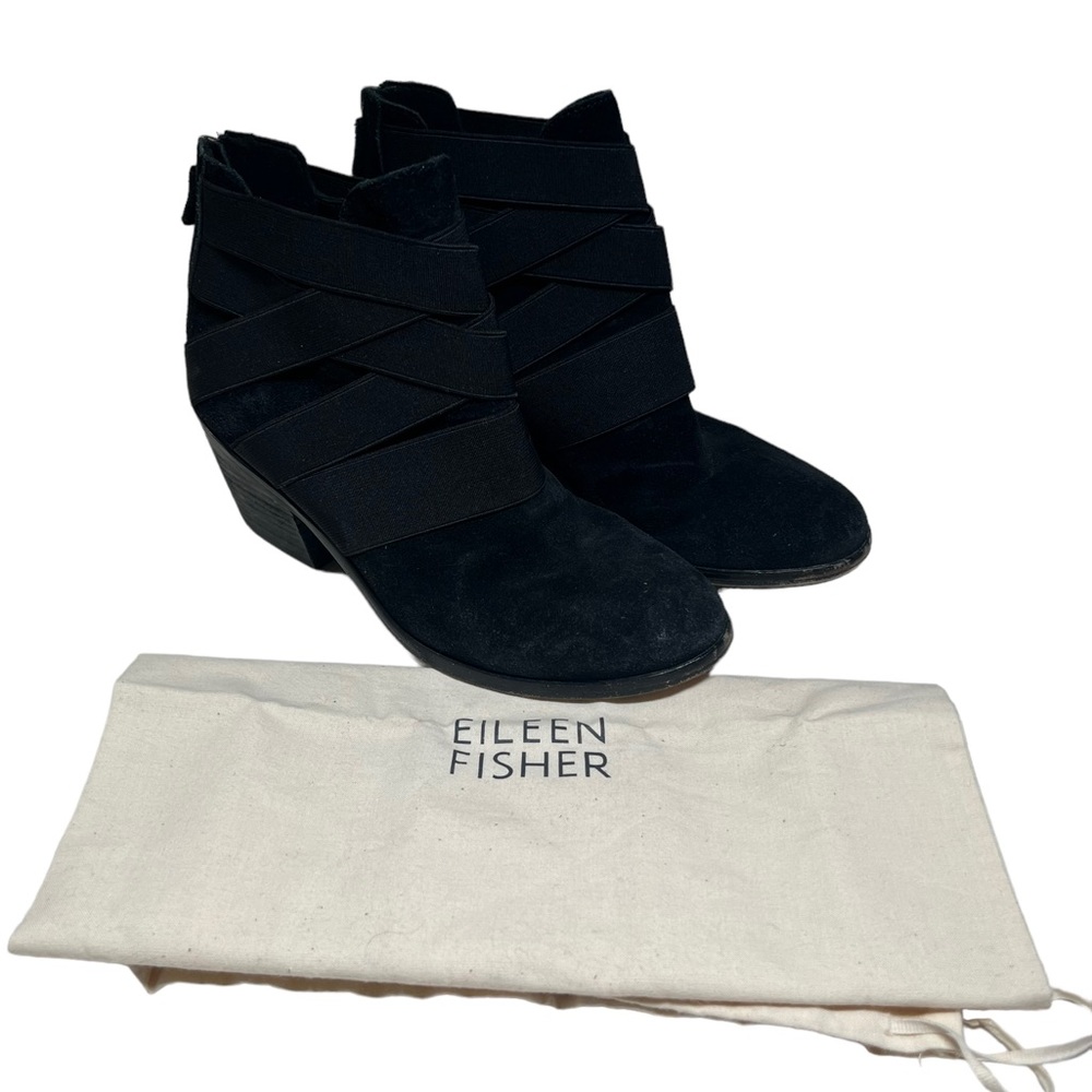 EILEEN FISHER BOOTS Booties Black Suede SIZE 7.5